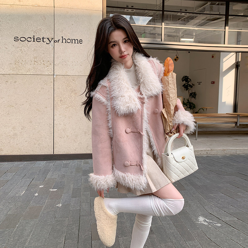 现货主推皮毛一体加厚粉色翻领191-K6361-P195-K288,女装皮草,浙宝210（原浙宝191）