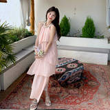 法式浪漫粉色挂脖连衣裙女2025夏季新款海边度假风甜美减龄蛋糕裙，女装连衣裙，浙宝210（原浙宝191）