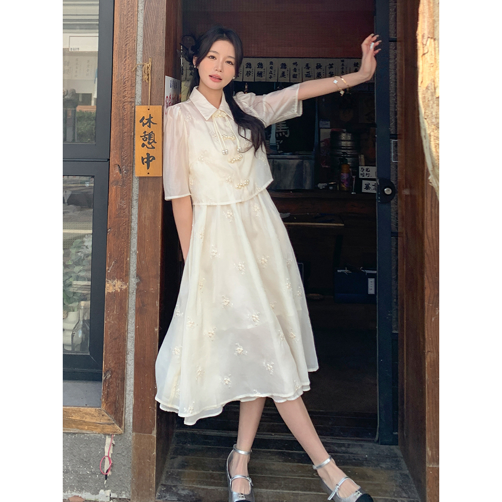 现货209-2837--P135-K208气质新中式风刺绣连衣裙，女装运动套装，浙宝210（原浙宝191）