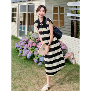 209-796-P95-K138条纹polo连衣裙女夏装新款气质图片