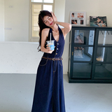 209-3236-p155-k228法式复古港风V领牛仔度假连衣裙，女装连衣裙，浙宝210（原浙宝191）