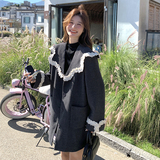 灰色蕾丝花边披肩翻领西装外套女2025新款韩系学院风减龄休闲上衣，女装西装，浙宝210（原浙宝191）