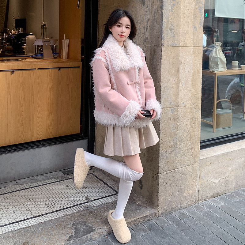 现货主推皮毛一体加厚粉色翻领191-K6361-P195-K288，女装皮草，浙宝210（原浙宝191）