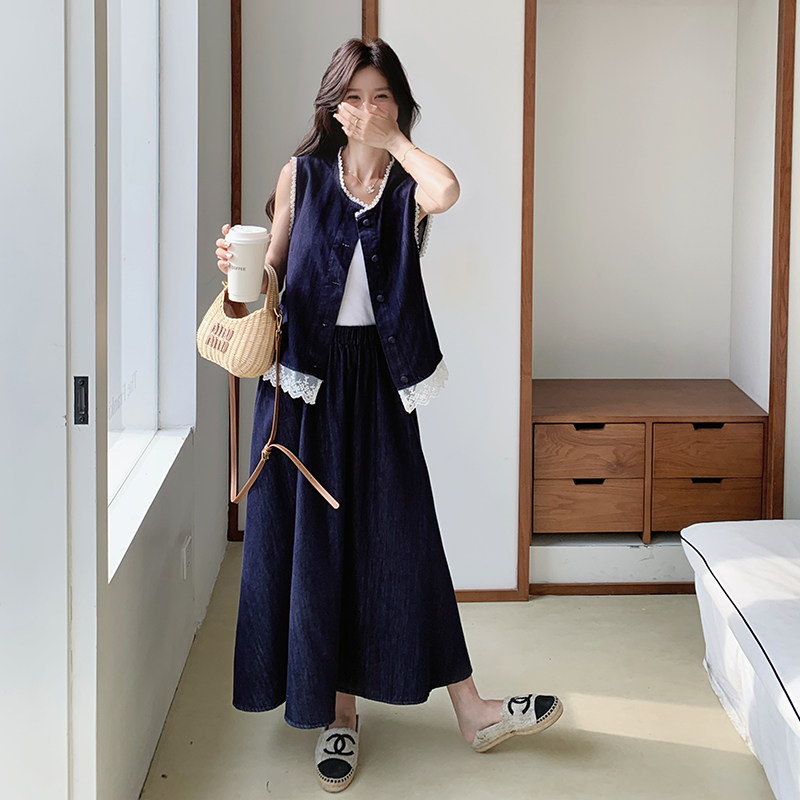 209-3261-p155-k228时尚新款拼接蕾丝牛仔套装,女装套装/套裙,浙宝210（原浙宝191）
