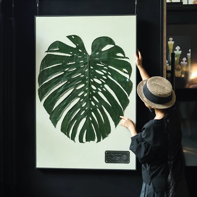 超级龟背竹大幅植物治愈系清新挂壁画北欧复古客厅民宿酒店装饰画图片