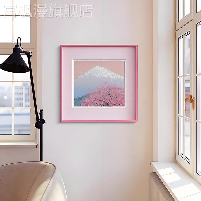 粉色多巴胺风韩式温馨风景挂画春日桃花创意卧室装饰画浪漫艺术