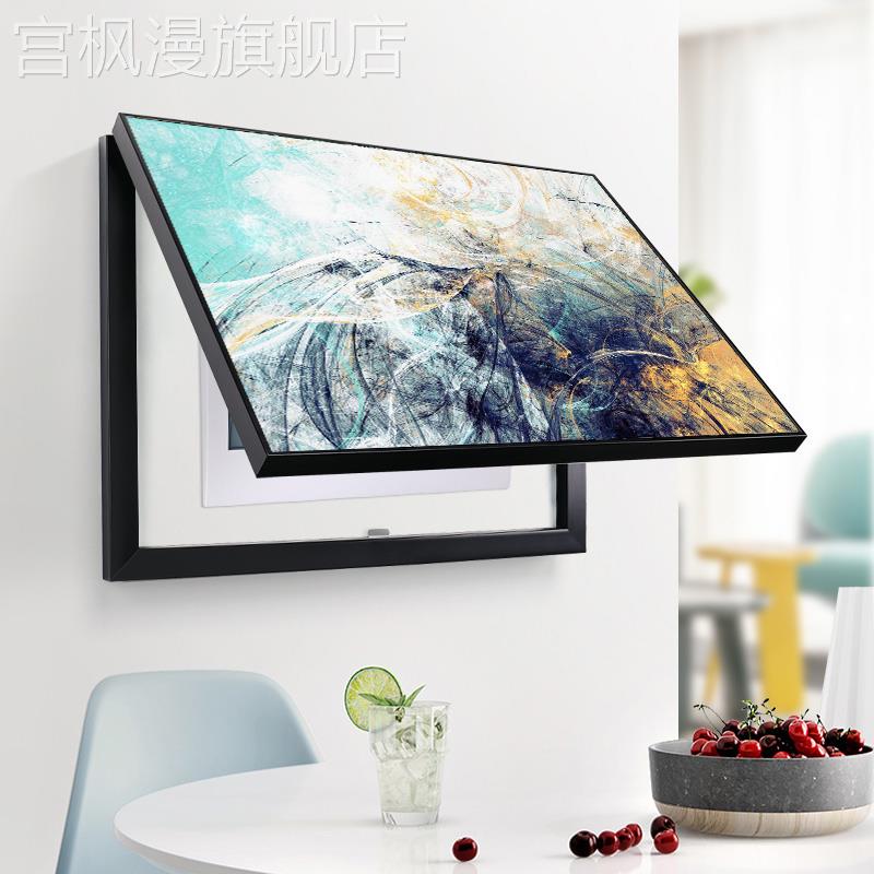 美式轻奢抽象电表箱挂画鱼聚生财推拉式遮挡电闸盒装饰画强弱电箱图片