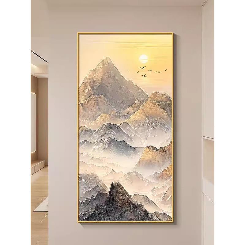 背有靠山玄关装饰画现代简约客厅走廊过道挂画有山无水靠山图壁画