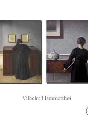 舍不得卖！Hammershøi人像高级灰性冷淡风小众北欧客厅餐厅装饰画