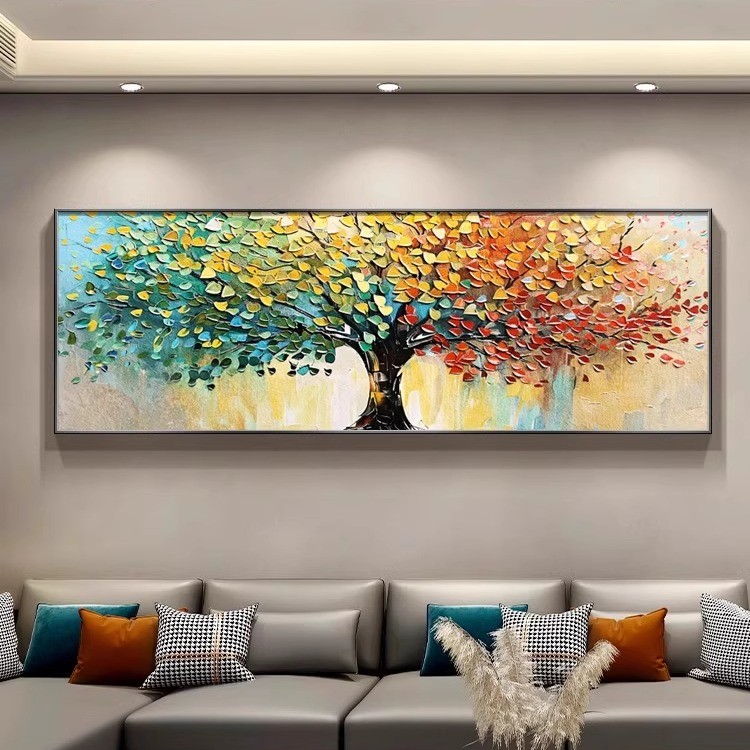 发财树客厅装饰画现代轻奢沙发背景墙面壁画高档大气卧室床头挂画图片