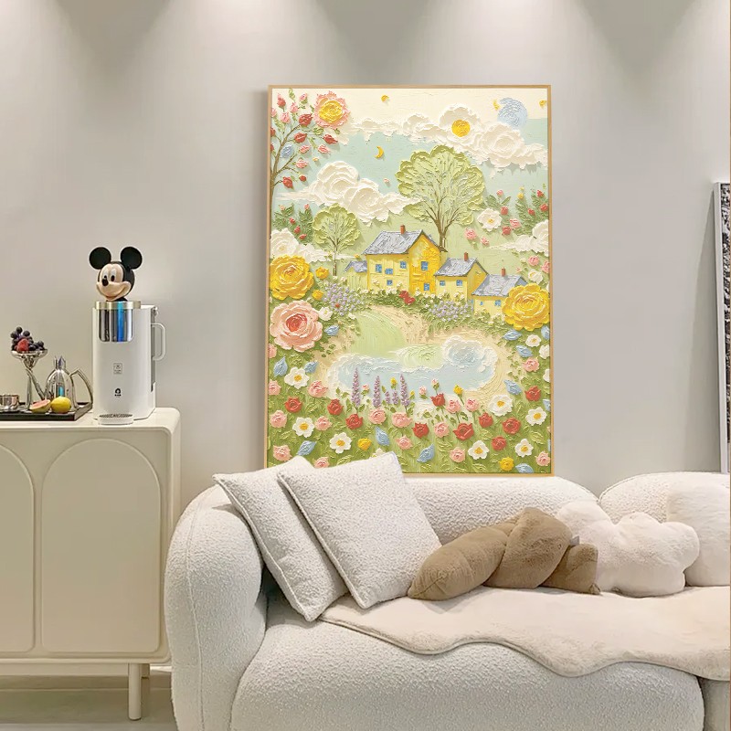 花树晴居Sunny Abode Among Flowering Trees 卧室童话肌理装饰画