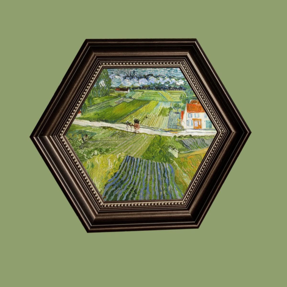 现代新中式异形简约美式法式欧式奶油风装饰画抽象轻奢六边形挂画