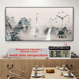 大尺寸电表箱装饰画带钟表配电箱遮挡电闸盒强弱电源箱挂画新中式