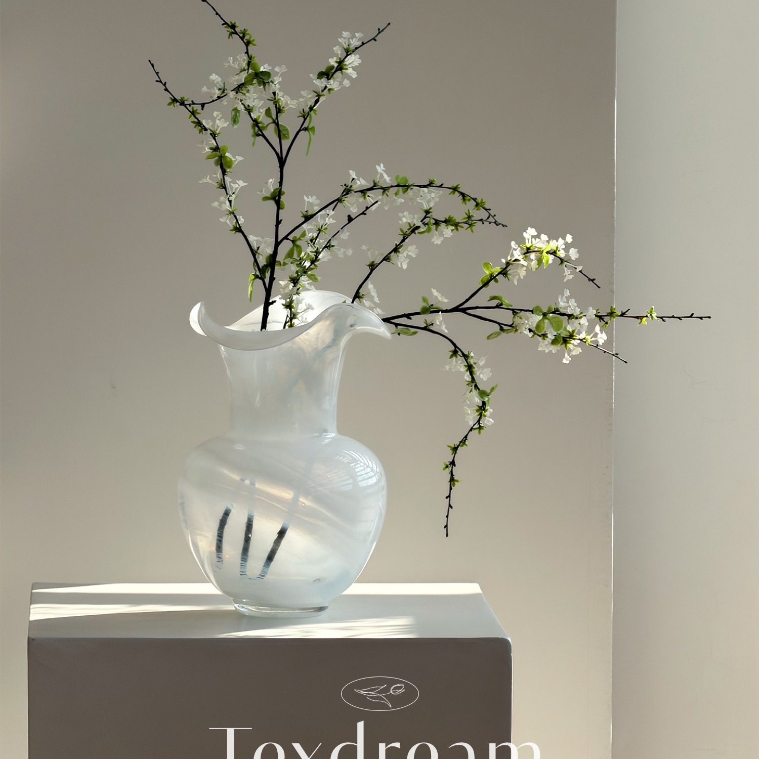 Texdream织梦 轻纱 法式琉璃花瓶中古风客厅桌面插花装饰摆件花器