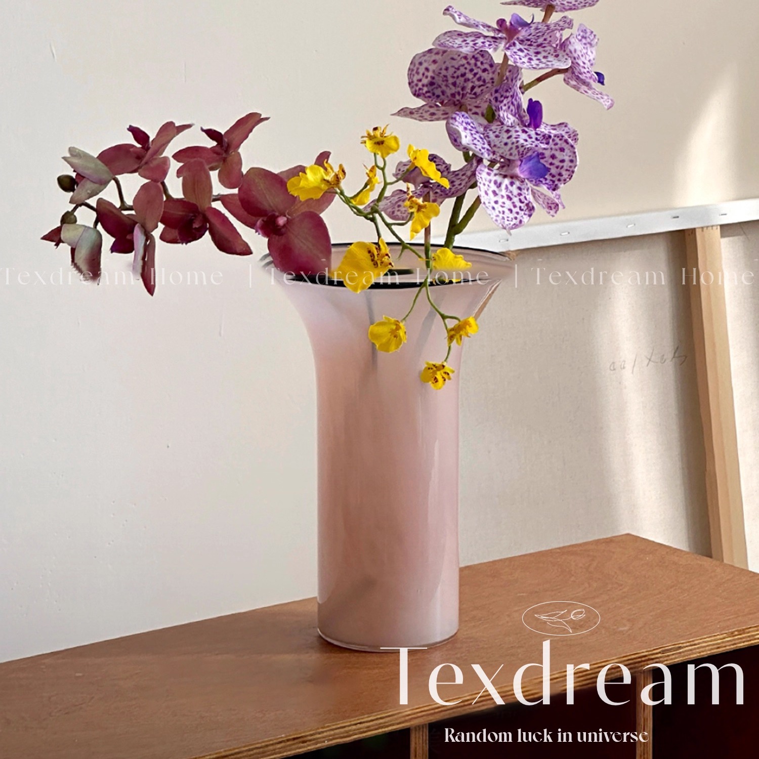 TEXDREAM织梦 桃子汽水琉璃花瓶玄关客厅高级感水培插花摆件花器