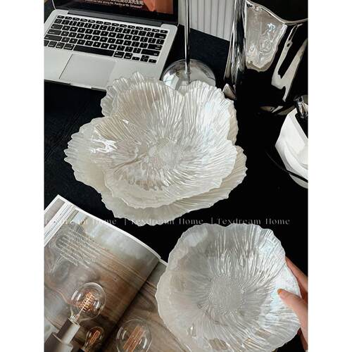 法式北欧风轻奢客厅茶几水晶盘