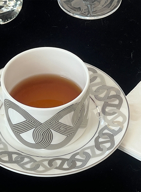 Texdream织梦 环链咖啡杯 轻奢高级骨瓷马克杯办公室水杯牛奶茶杯