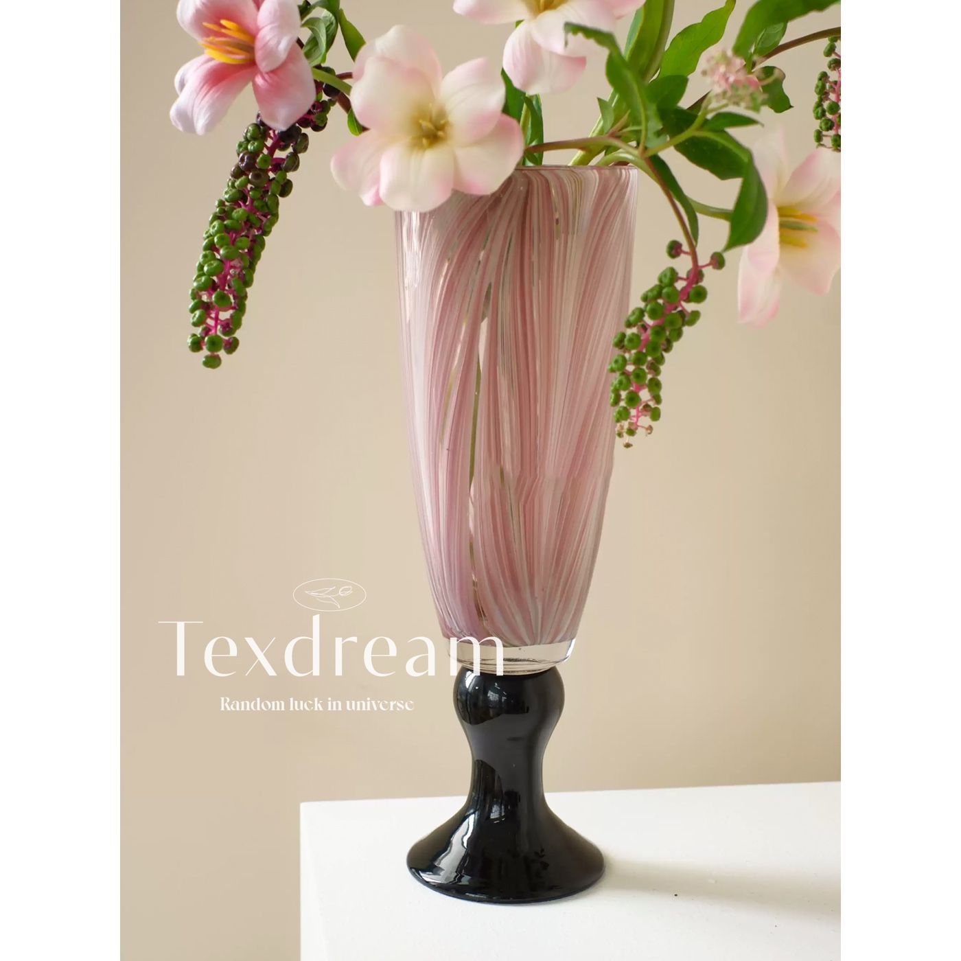 TEXDREAM黑紫高脚琉璃花瓶轻奢
