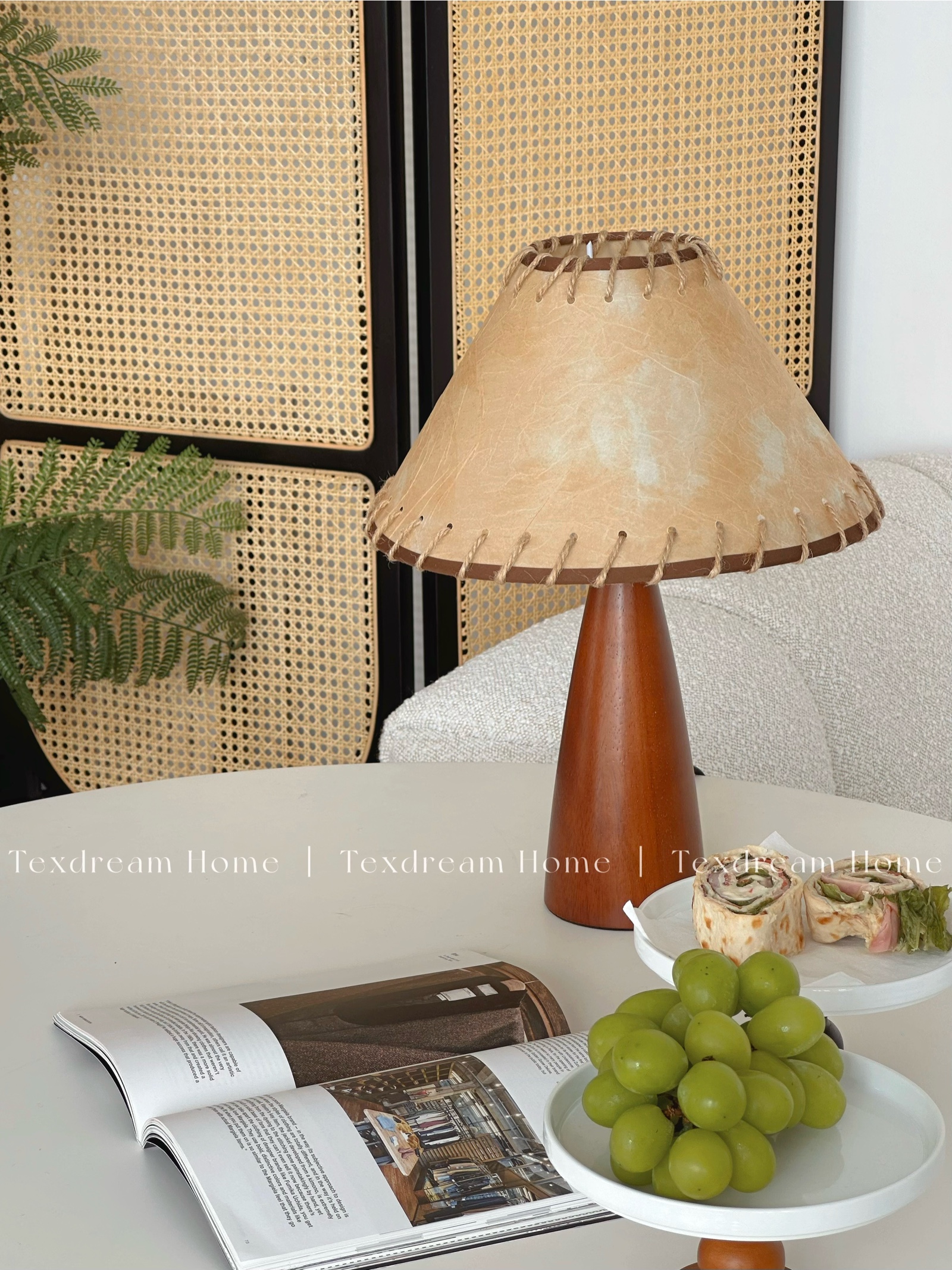 Texdream中古仿羊皮灯实木台灯