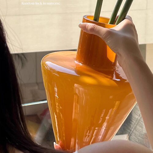 美人蕉中古玻璃花瓶装饰摆件