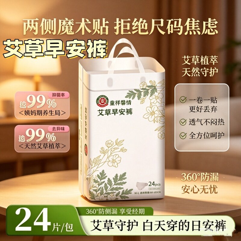 艾草女性早安裤安睡裤安心裤24条MXL码防漏柔软透气瞬吸亲肤不闷