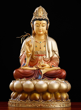 纯铜彩绘观音菩萨家用供