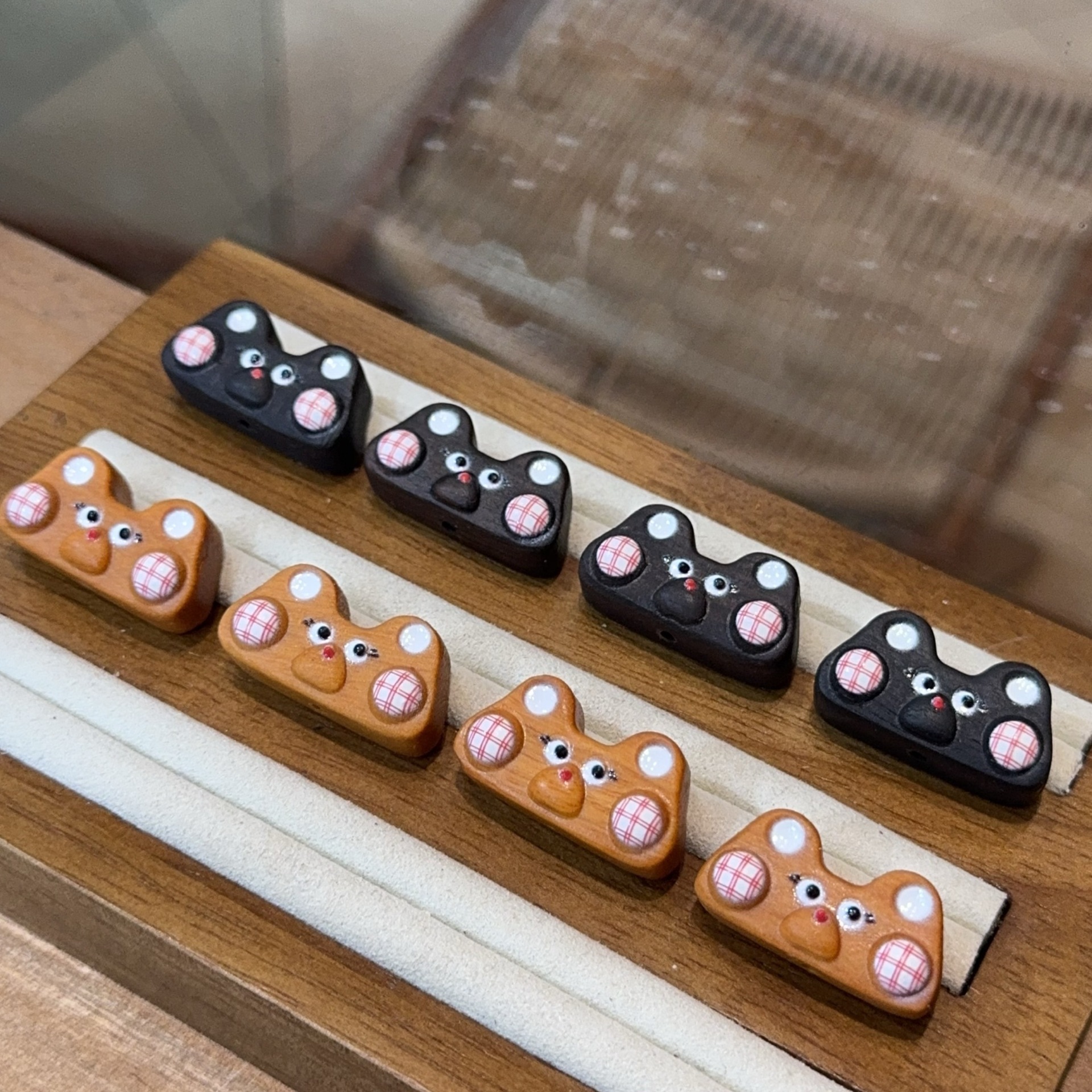 黑檀桃木小熊彩绘收音机手工diy配件手链项链挂件配饰时尚百搭厂