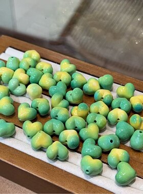 菱镁矿松石菜籽绿屁桃爱心Diy文玩配件手工编织手绳手串手链配饰