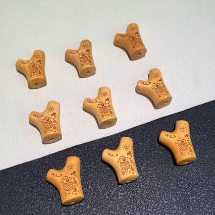 芭比檀冰淇淋树杈三通文玩DIY配饰手串手链隔珠编绳挂件创意配饰