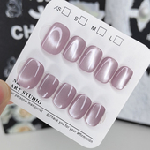 纯紫葡萄穿戴甲2025年新款 短款 美甲贴片高级感假指纯甲手工甲猫眼