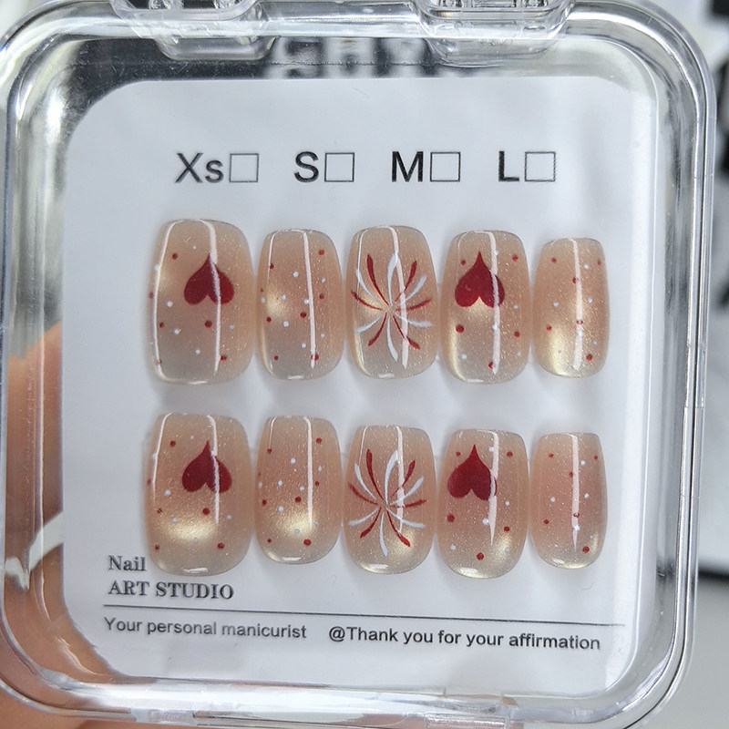 2025 Pink Firework Cat Eye Handmade Press-on Nail Set - Product image 3