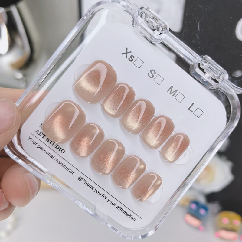 美甲2025新款高级感短款穿戴甲冰透粉豆豆甲高级感可拆卸美甲 - Product image 2