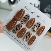 长短可选 棕色豹纹穿戴甲显白假指甲贴片高级感可拆卸美甲贴片
