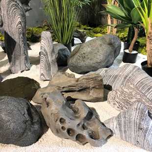 新款直销仿真假石头雪浪石园林装饰玻璃钢石头假山大型造景宫灯玄