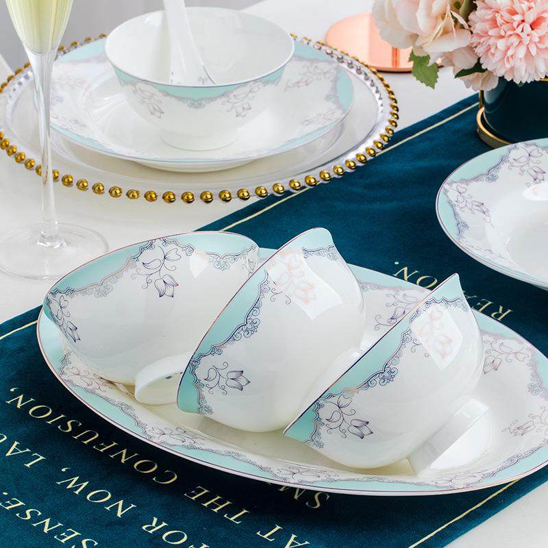 新款直销碗碟套装骨瓷碗盘全套日式套碗活动礼品陶瓷餐具骨瓷餐具