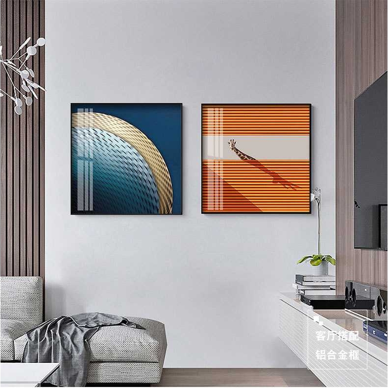 新款直销现代轻奢简约建筑装饰画工业风抽象艺术挂画长颈鹿艺术背图片