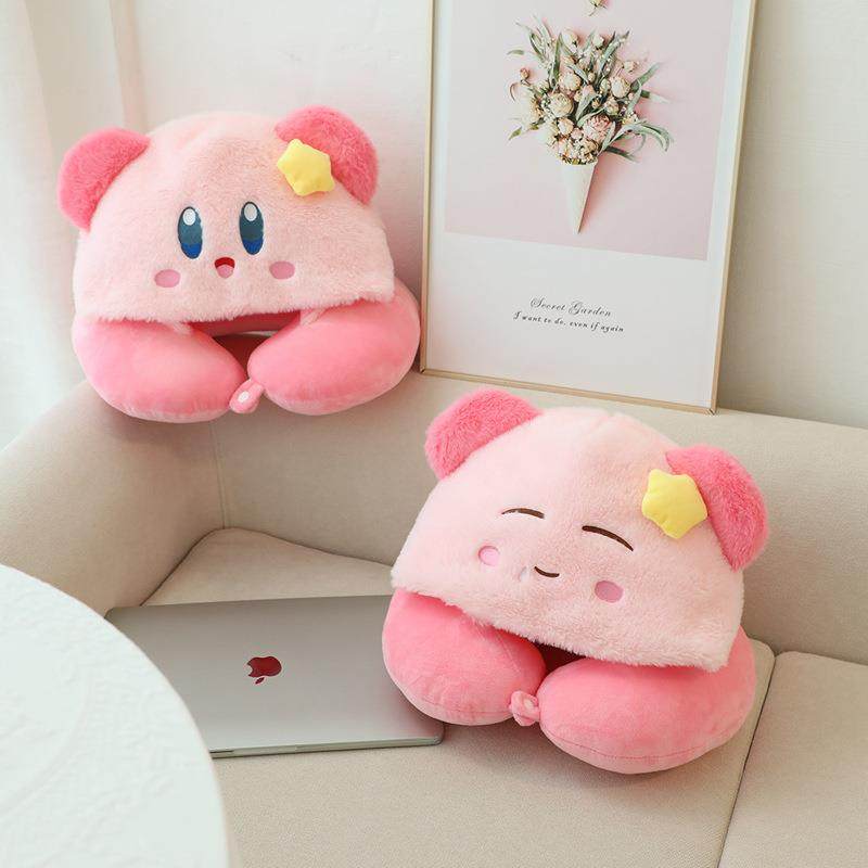 新款直销可爱星之卡比连帽U型枕学生办公室午睡护颈枕旅行便携脖