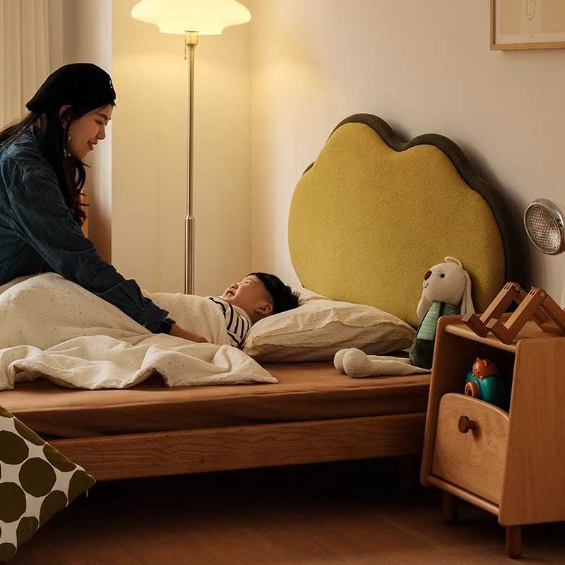 新款直销云朵儿童床实木单人床儿童房樱桃木卧室家具男孩女孩床公