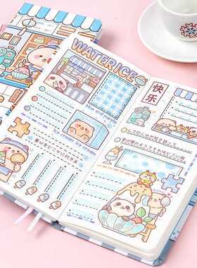 新款直销小麻薯week本方格手账本 日韩可爱A6学生笔记本记事本赠