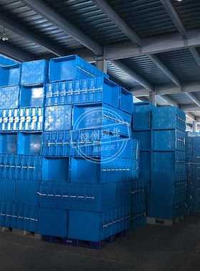 新款直销加厚755周转箱 慈溪长方形蓝色仓库储存塑料箱防尘配盖工