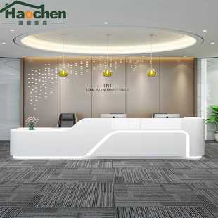 新款直销公司烤漆前台接待台办公桌弧形美容院收银台酒店吧台简约