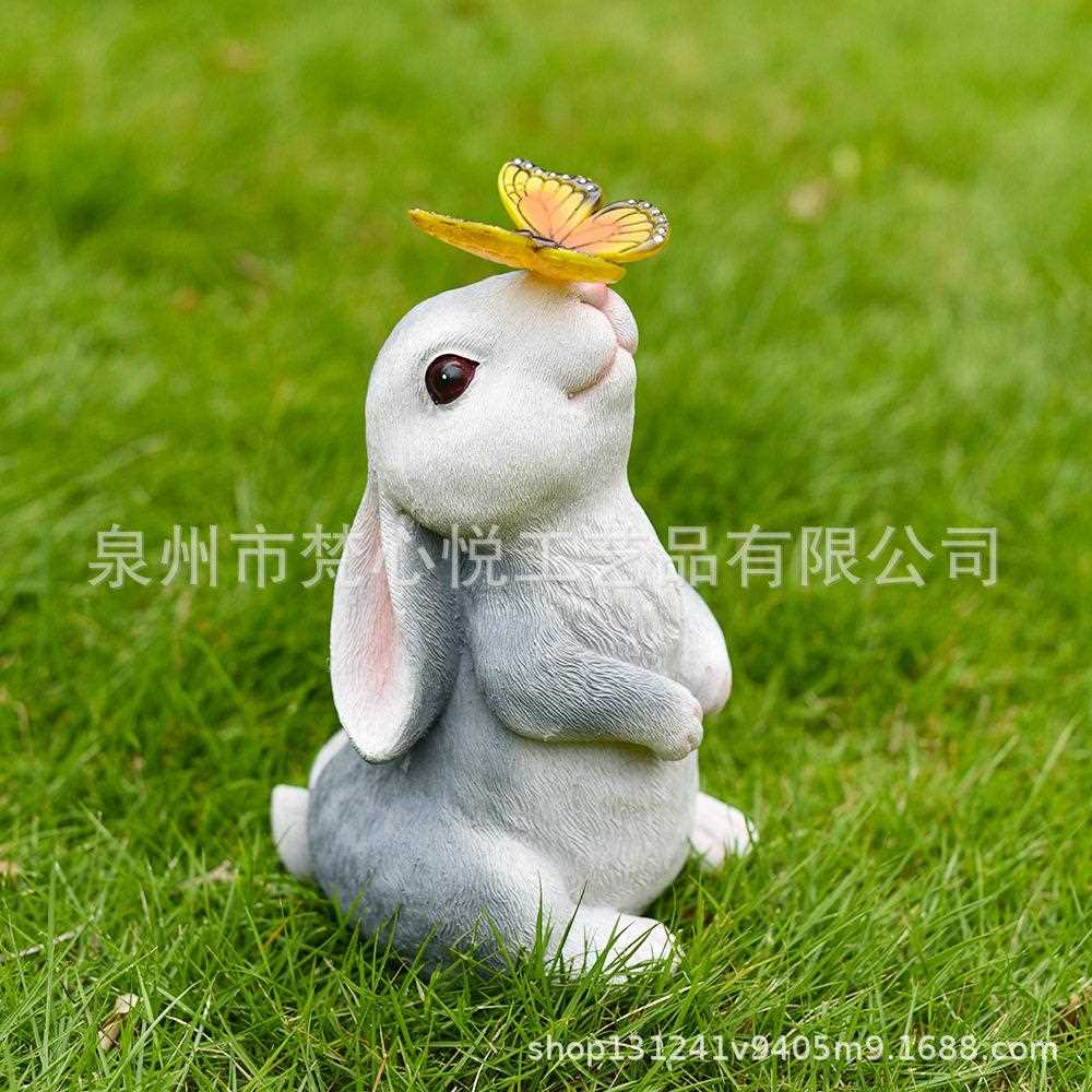 新款直销跨境太阳能兔子摆件户外庭院花园装饰草坪灯室外创意动物