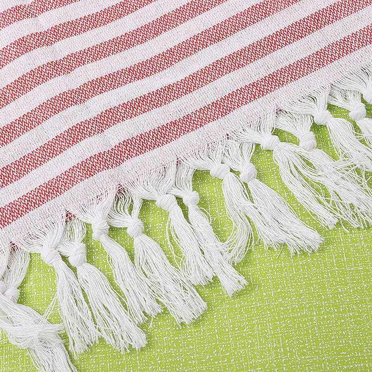 新款直销欧美爆款色织棉土耳其沙滩巾带流苏 棉麻条纹速干披肩 户