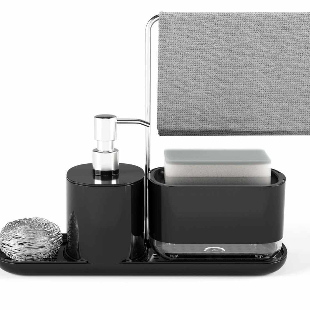 新款直销厨房置物架手动按压皂液盒不锈钢抹布架一体洗洁精收纳桌,厨房/烹饪用具,抹布架/厨房清洁收纳架,淘宝优惠券,粉丝福利购,淘宝优惠卷