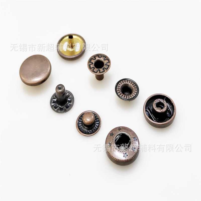 新款直销工厂直供15mm 831#电镀红古铜色 铜质环保四合扣金属纽扣