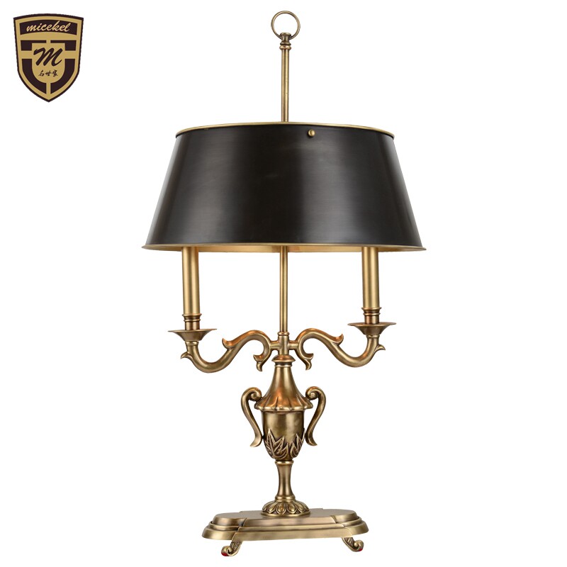 出口美式纯铜台灯高档简美灯饰全铜台灯欧式古典书房简约别墅铜灯