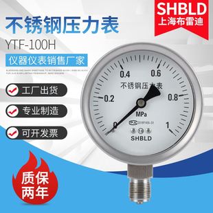 SHBLD上海布莱迪YTH 100H 100不锈钢压力表径向轴向带边高压YTF