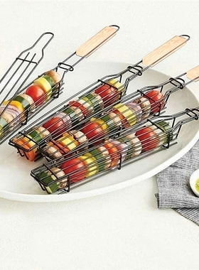 2 Pcs Grill Baskets Resuable Barbecue Net Portable