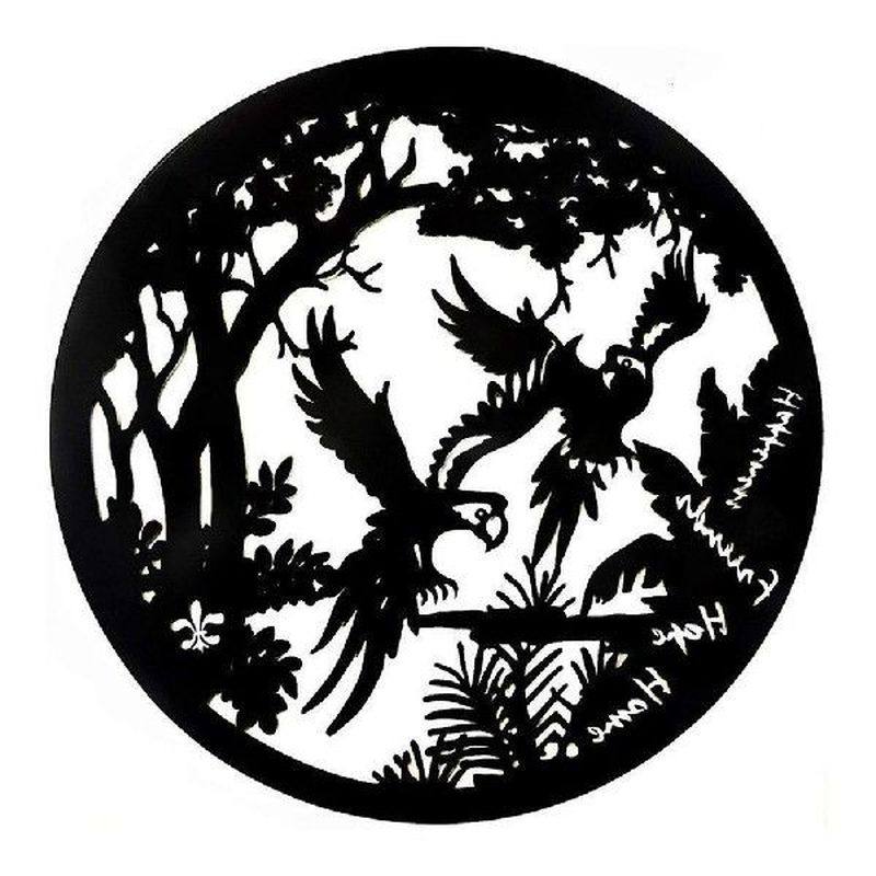 wrought iron metal owl silhouette artwork wall garden home