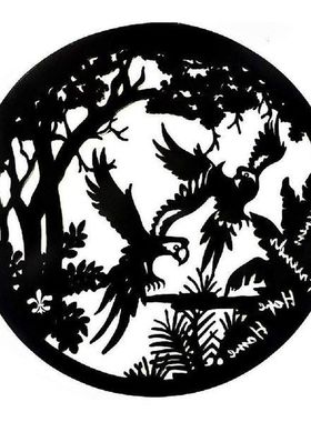 Wrought Iron Metal Owl Silhouette Artwork Wall Garden Home